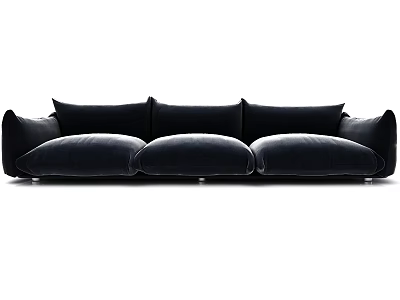 Modern Three Seater Sofa With Plush Velvet Upholstery And Spacious Seats 3d model
