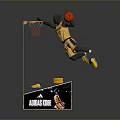 Mini Basketball Hoop Toy Featuring Athlete Figure In Dunk Action With Yellow Accessories