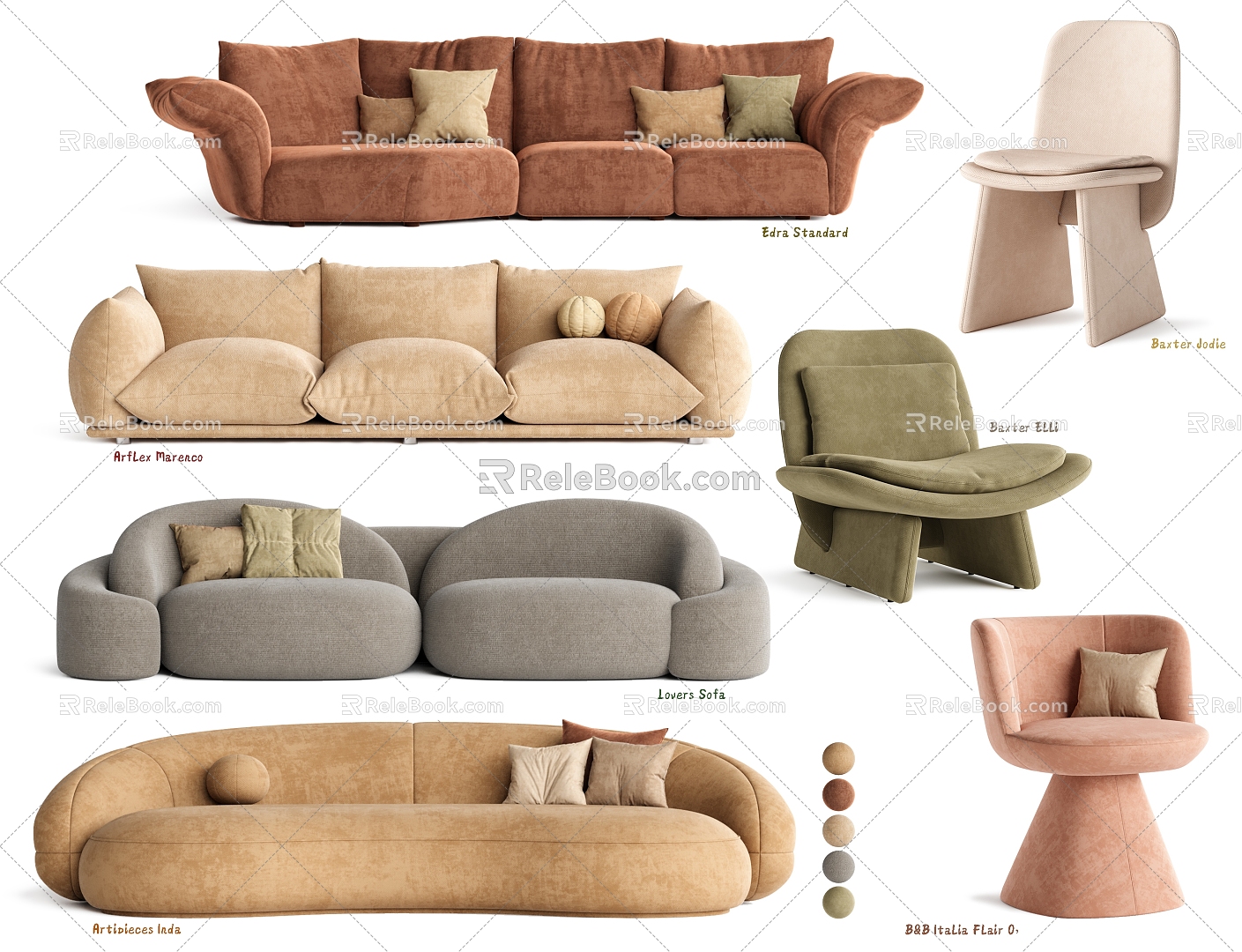 Cream wind sofa leisure chair 3d model