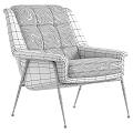 Gray Modern Armchair With Button Tufted Backrest Armrests And Metal Legs