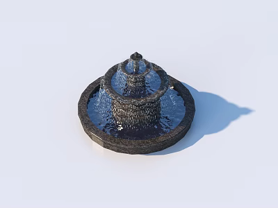 Tiered Stone Garden Ornament Fountain With Flowing Water For Outdoor Decor 3d model