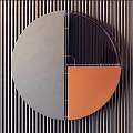 Circular Wall Decor With Different Colored Sectors And Vertical Striped Background 3d model