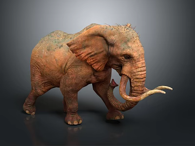 Majestic African Elephant With Long Curved Tusks And Wrinkled Brown Skin 3d model