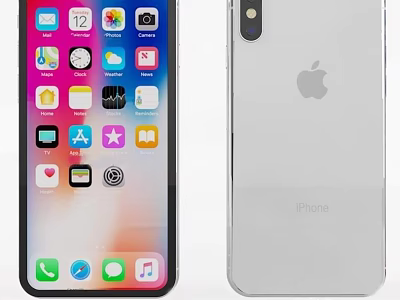 Apple iPhone Smartphone Front Screen With App Icons And Silver Back Design 3d model