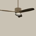 Modern Ceiling Fan Light With Wooden Blades And Globe Bulb Design 3d model
