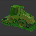 Old Yellow Road Roller Abandoned with Overgrown Grass and Weeds
