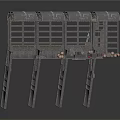 Sturdy Industrial Metal Structure With Roofed Top Multiple Pillars And Grid Panels