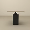 Modern Side Table With Light Marble Top And Black Marble Base 3d model