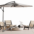 Outdoor Leisure Chair Outdoor Table and Chair Rattan Chair Sunshade 3d model