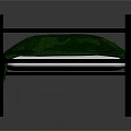 Simple Black Frame Bed With Green Blanket And White Pillows