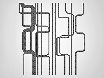 Interconnected Pipes Arranged In Complex Network With Diverse Directions And Parallel Sections 3d model