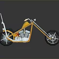Custom Yellow And White Motorcycle With Metal Frame And Black Reflective Wheels