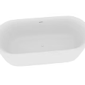Modern Minimalist White Freestanding Bathtub Featuring Sleek Smooth Surface And Oval Shape Design