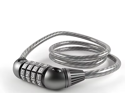 Durable Combination Cable Lock With Numeric Keypad And Steel Cable Security 3d model