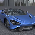 Blue McLaren Open Top Convertible Sports Car With Streamlined Body And Black Wheels
