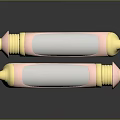 Transparent Cylindrical Weapon Projectiles With Copper Gold Decorative Accents And Shiny Surface On Dark Background