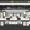 Public Office Space Interior With Desks Computers Office Chairs Filing Cabinets And Windows