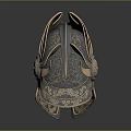 Ancient Samurai Warrior Helmet With Intricate Metal Carvings And Ornate Decorations