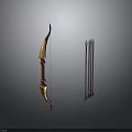 Red And Gold Decorative Bow With Blue Tipped Arrows Weapon Design 3d model