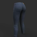 Blue High Waist Slim Fit Jeans Back View With Functional Pockets And Belt Loop Design
