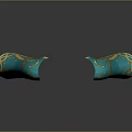 Turquoise Decorative Objects With Intricate Gold Patterns And Symmetrical Design