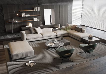 Modern living room sofa coffee table combination 3d model