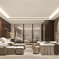 Serene SPA Sauna Interior Design With Wooden Furnishings Massage Beds And Soft Lighting