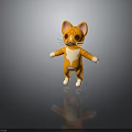 Cartoon Style Orange And White Cat With Big Eyes Whiskers In Standing Pose