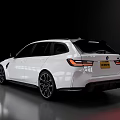 White Station Wagon Car With Sleek Modern Design And Black Alloy Wheels