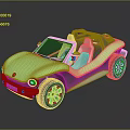 Modern Light Green Open Top Off Road Car With Large Wheels And Light Seats