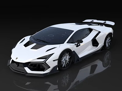 White Sports Car With Sleek Design Aerodynamic Kit And Large Rear Spoiler 3d model