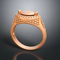 Elegant Rose Gold Ring With Large Square Gemstone And Small Diamond Details
