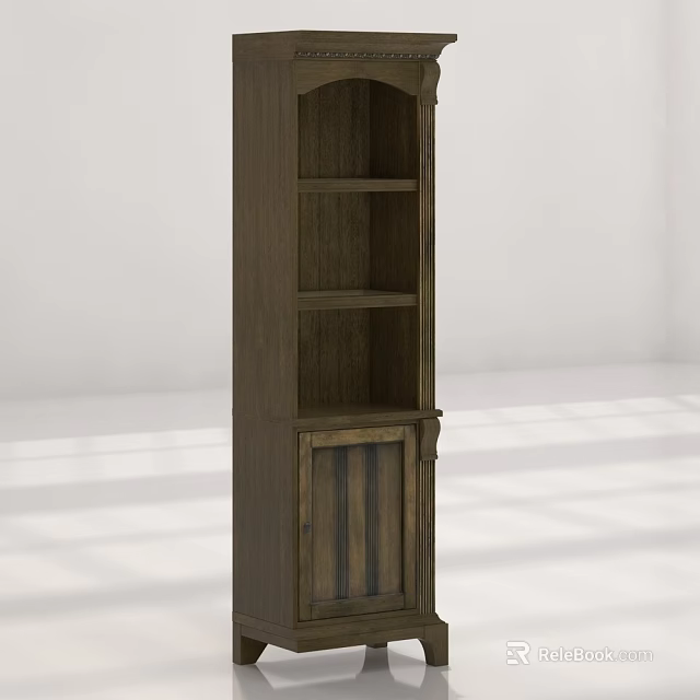 Modern Wooden TV Cabinet With Open Shelves And Closed Storage Design 3d model 