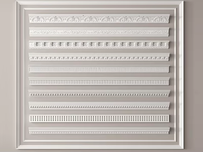 Elegant White Gypsum Cornice Various Designs And Patterns For Home Interior Decoration 3d model