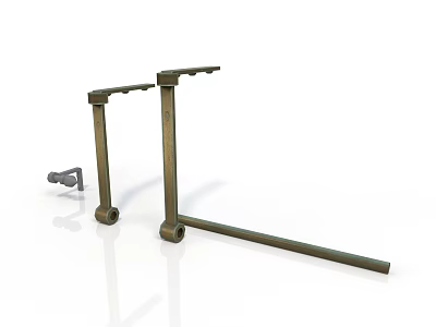 Brass Furniture Legs With Two Main Supports And Small Component Parts 3d model