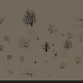 Aerial View of Leafless Arbor Trees in Winter Landscape with Sparse Distribution and Textured Ground
