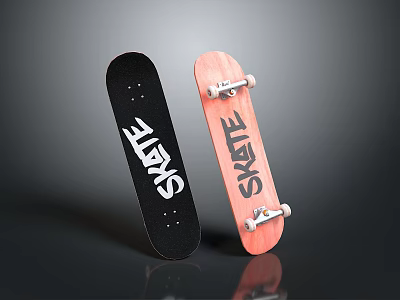 Stylish Black And Pink Skateboards With SKATE Brand Design For Daily Use 3d model