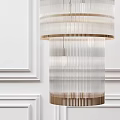 Modern Elegant Chandeliers With Multi Layered Transparent Design And Golden Frames On White Ceiling 3d model