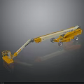 Orange Aerial Work Vehicle With Extendable Boom And Mobile Platform For Construction