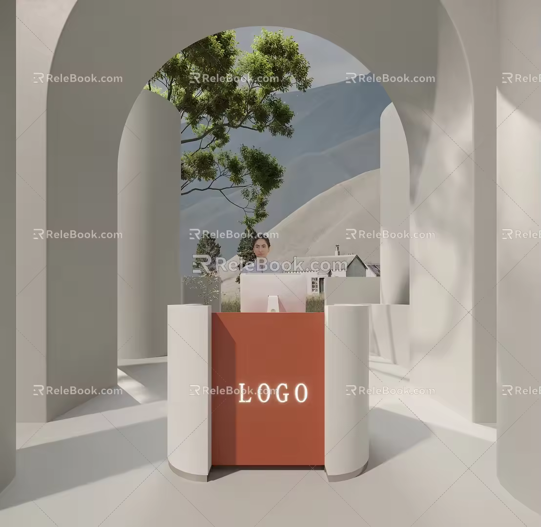 Modern reception desk Bar counter Cashier desk Reception desk 3d model