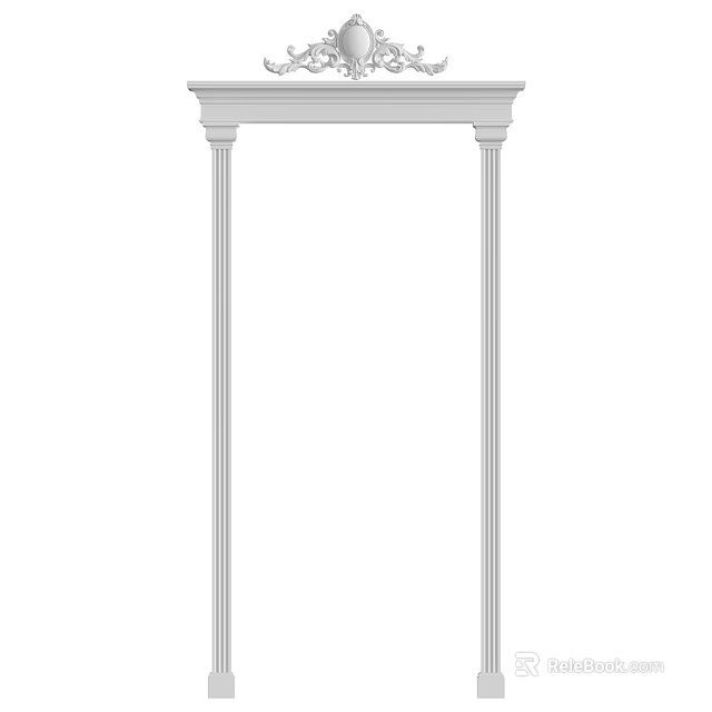 Architectural Component with Decorative Top and Vertical Columns for Doorway Structure 3d model 