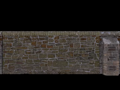 Rustic Stone Wall With Mixed Color Bricks And Textured Surface Design 3d model