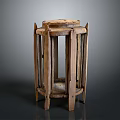 Traditional Rustic Wooden Furniture With Carved Pillars Round Top And Solid Structure