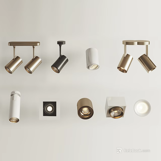 Recessed and Track Lighting Fixtures with Various Styles Modern Design and Color Options 3d model 