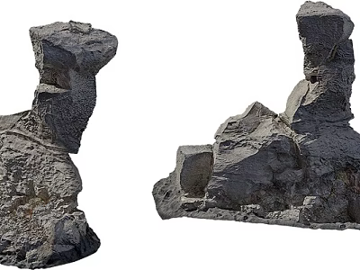 Natural Stone And Wood Combination Featuring Rough Texture And Irregular Shapes 3d model
