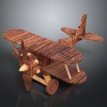 Handmade Wooden Biplane Model Showcasing Classic Aviation Craft Design
