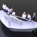 Lenovo Event With Group Of People Standing On Boat Shaped Display Platform