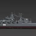 Detailed Warship 3D Model Featuring Gray Hull Deck Weapons Radar And Equipment