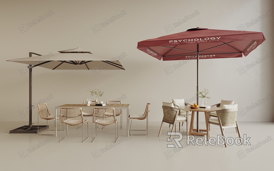 Modern Outdoor Table and Chair Sunshade model