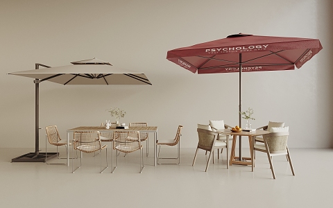 Modern Outdoor Table and Chair Sunshade 3d model